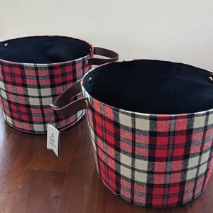 SALE! NWT Red Plaid Gift Bucket Lot of 2